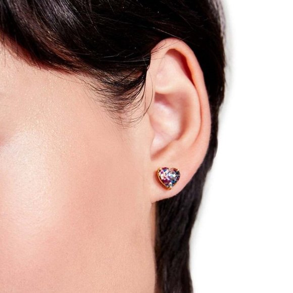Kate Spade My Love Glitter Heart Stud Earrings - Multi-Color with Dust Bag - Picture 2 of 9